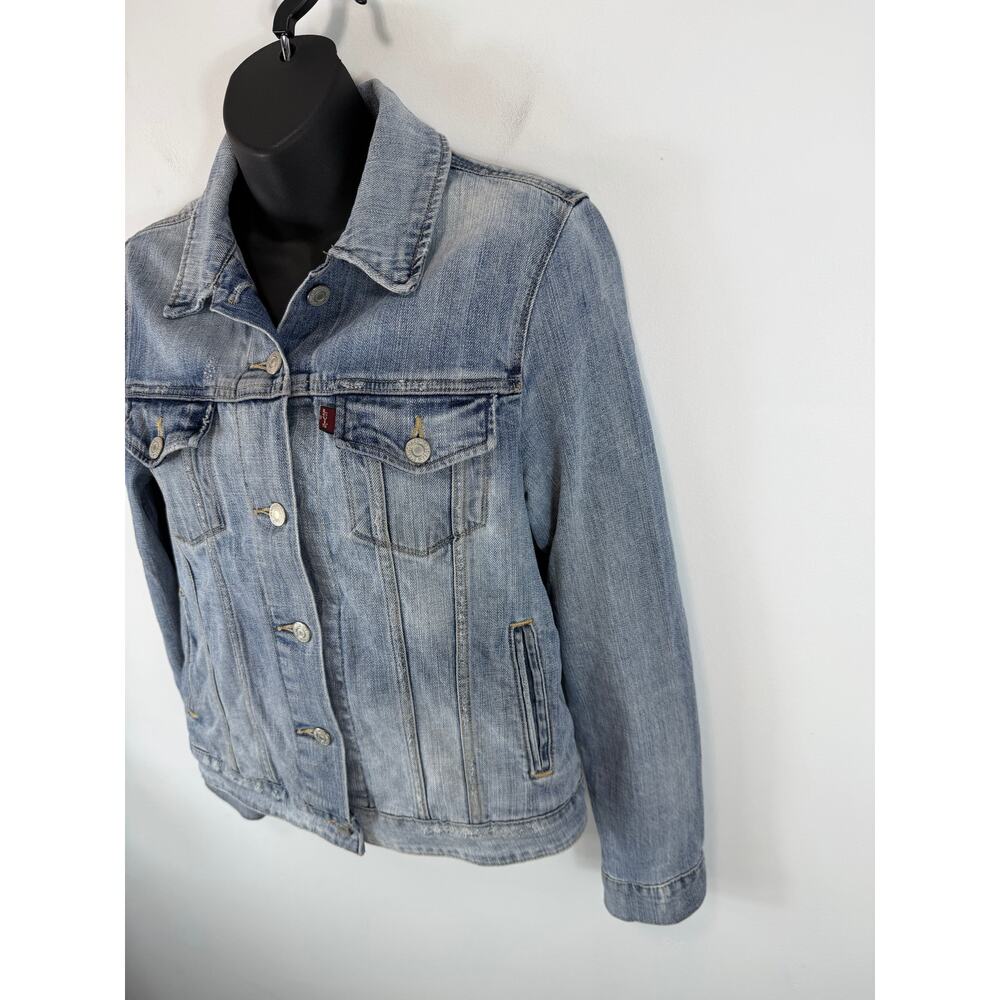 Levi’s Denim Trucker Jacket Womens Medium Button Front Capsule Classic - Picture 9 of 10